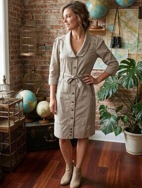 Firetrap Safari-style Shirt Dress / Sz S / Olive green